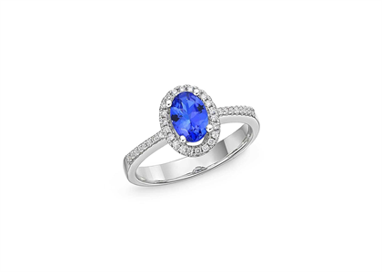 Rhodium Plated Oval-cut Engagement Ring
